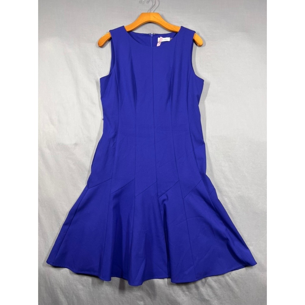 Calvin Klein Royal Blue Sleeveless Fit and Flare Pleated Dress Size 10